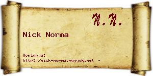 Nick Norma névjegykártya